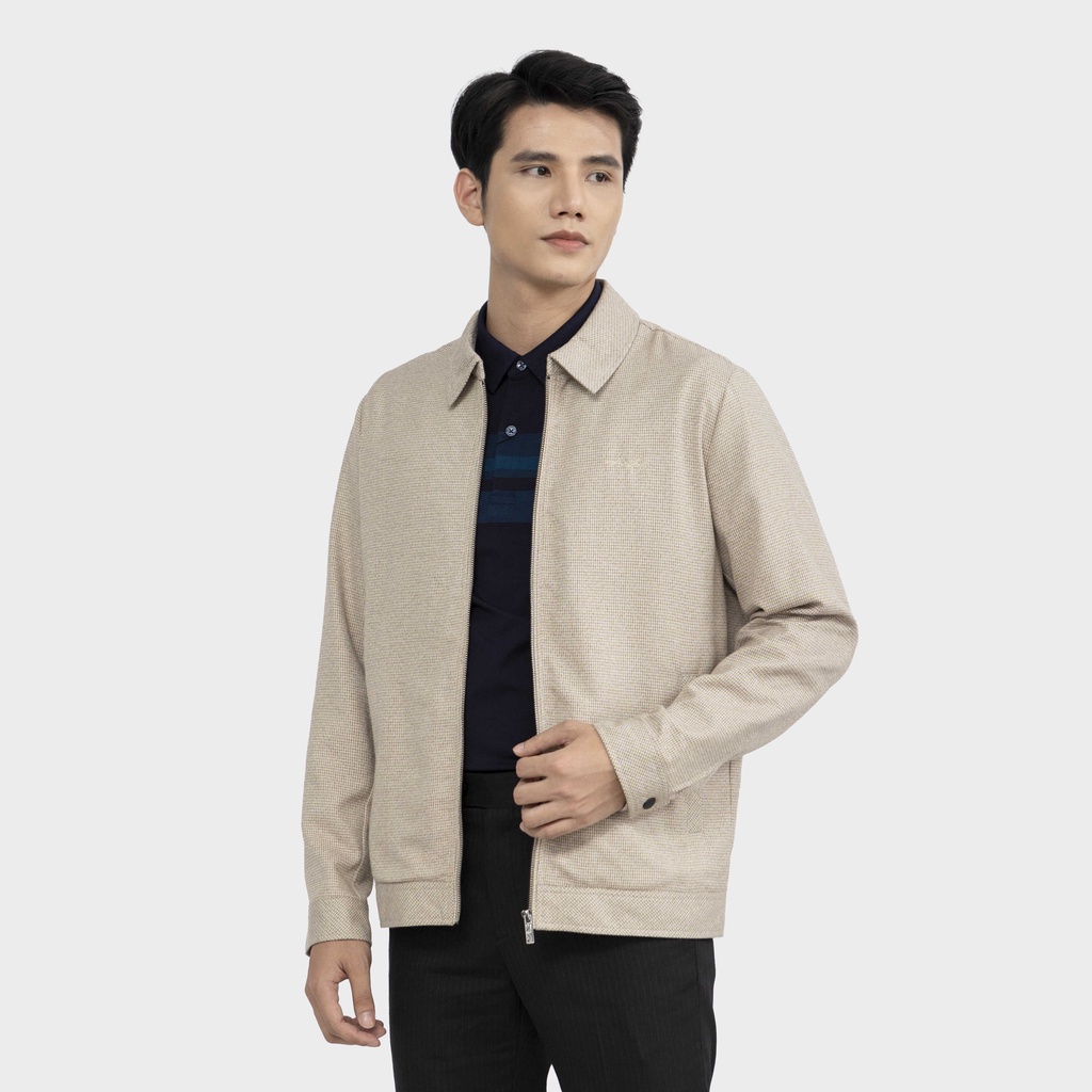 Áo khoác gió nam ARISTINO 2 lớp chống thấm tốt, họa tiết kẻ tinh tế, phom dáng sang trọng, lịch lãm - AJK035W2