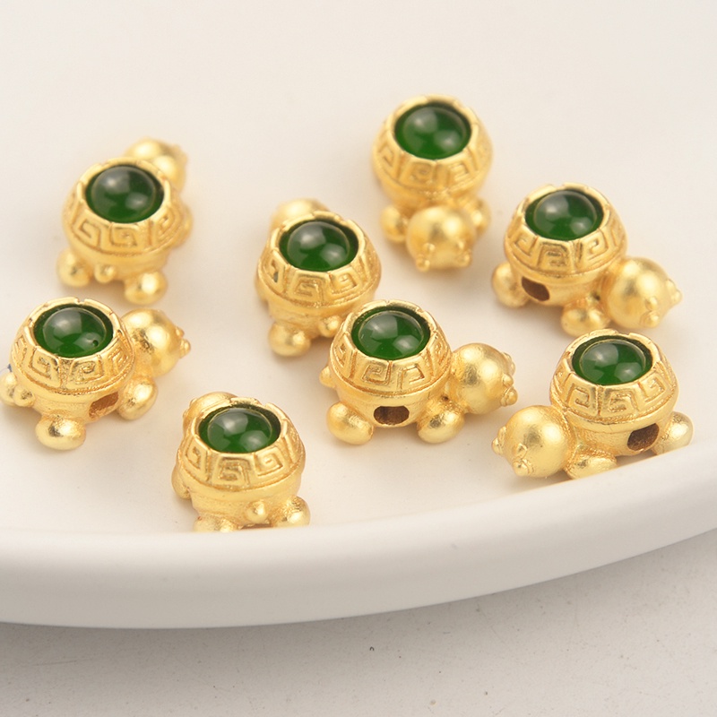 Phụ Kiện Trang Sức Vòng Đeo Tay Hình Rùa May Mắn Màu Vàng Đồng Kiểu Nepal diy