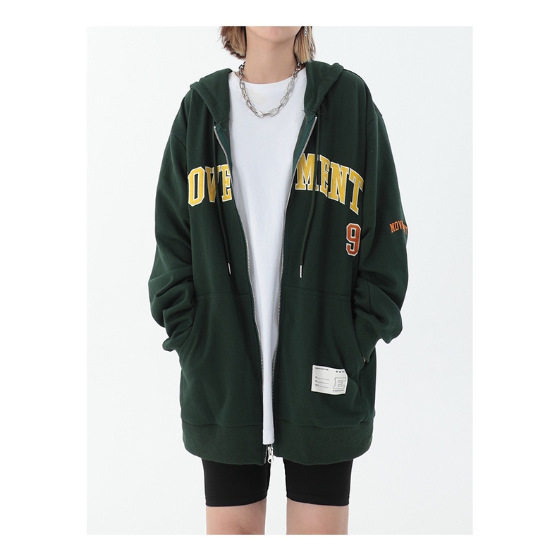Áo Khoác Hoodie Zip Move Ment Form Rộng Unisex 2 Màu Be - Xanh SIÊU HOT