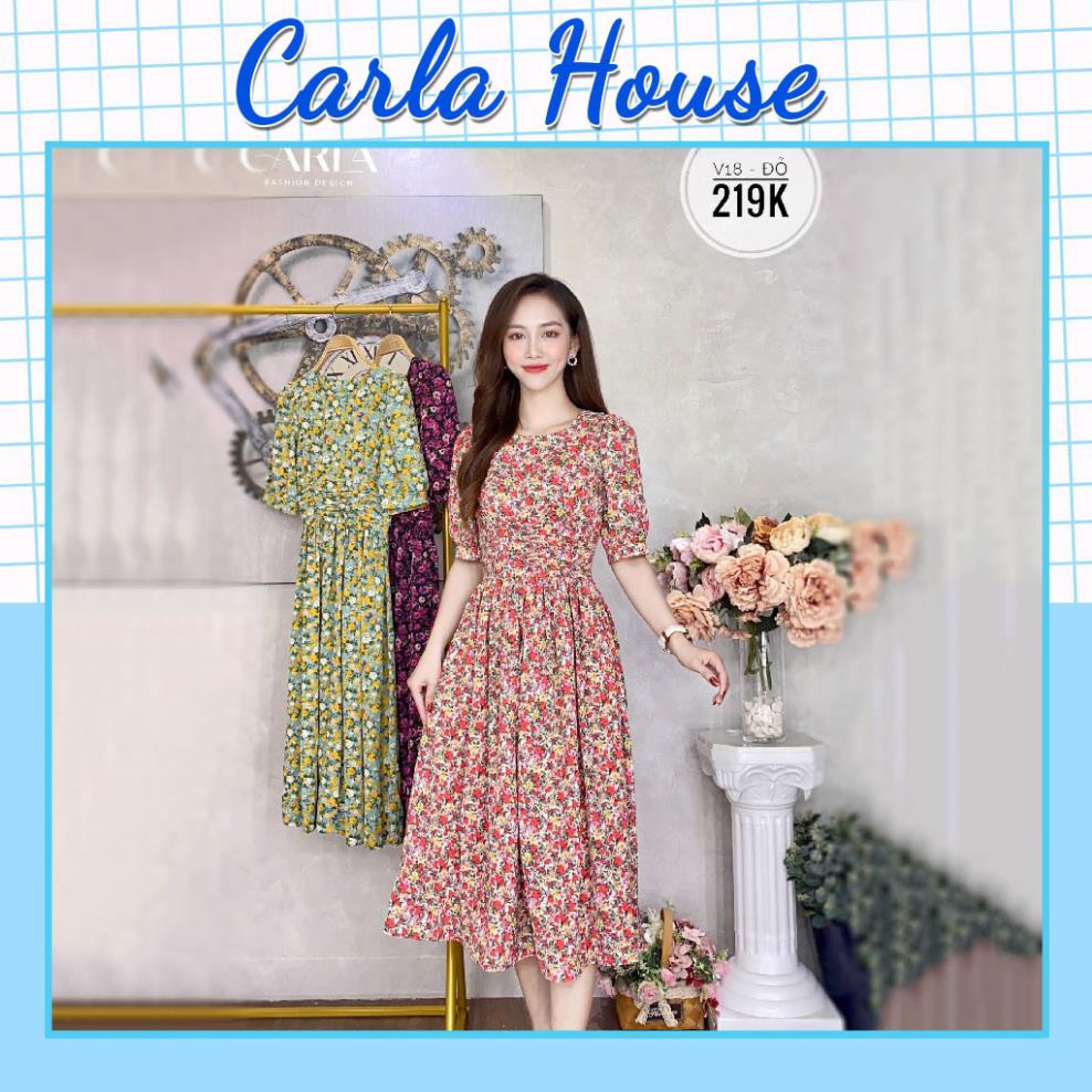 Váy hoa nhí nhún eo vintage CARLA _V18