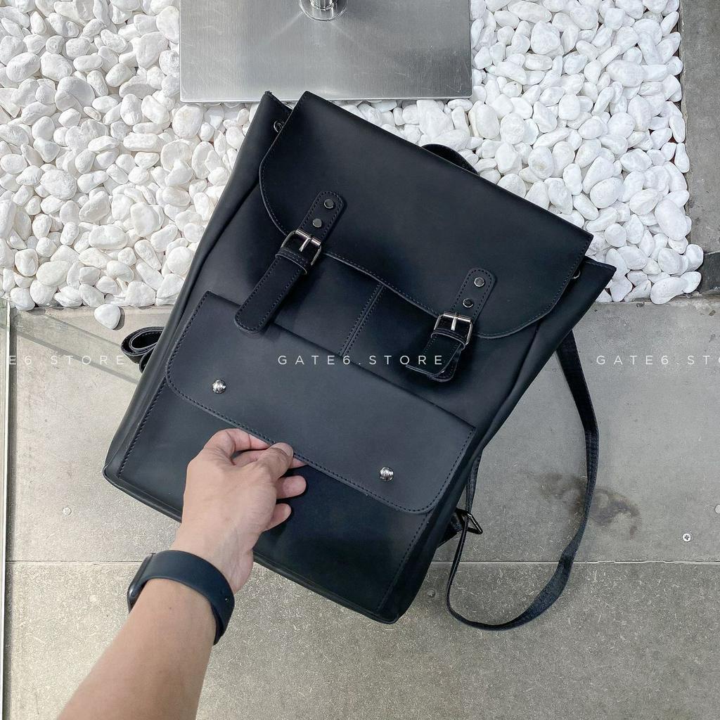 Balo đi học Nam Nữ da PU cao cấp nguyên tấm, cặp xách công sở form Unisex GATE6 - 6261 (vừa laptop 15.5inch)