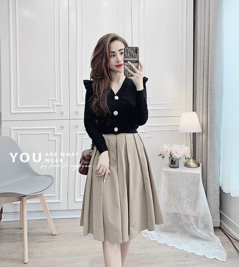 Áo len khuy bèo cổ v Quảng châu