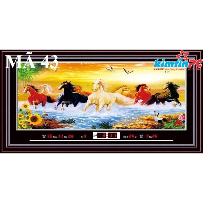 Lịch vạn niên – Tranh suối – Đồng hồ - Khổ 55x100cm - mã 43