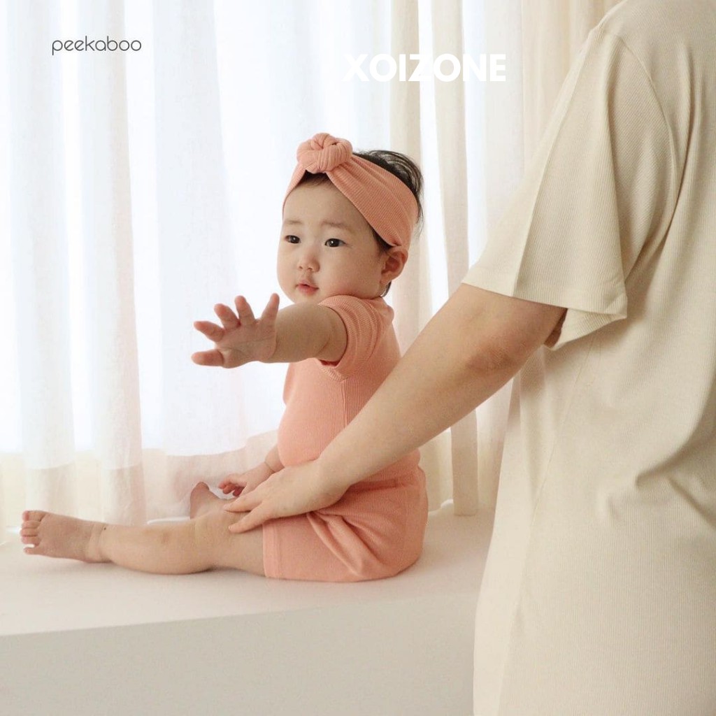 Bộ cộc gân trơn màu Peekaboo 2021 bộ áo quần rời nội địa Hàn