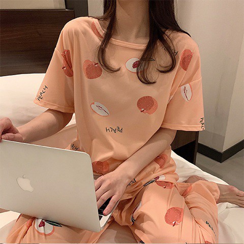 Set đồ ulzzang mặc nhà quả đào DN077 (có ảnh thật)