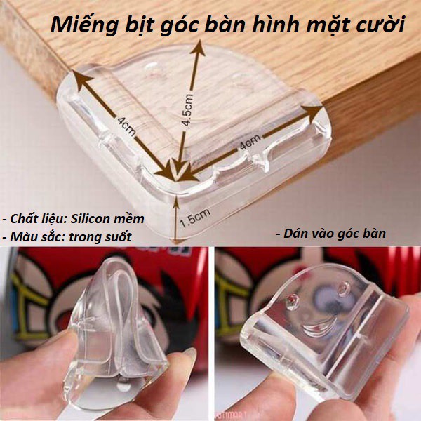 Miếng bịt góc bàn silicon bảo vệ cho bé hình mặt cười