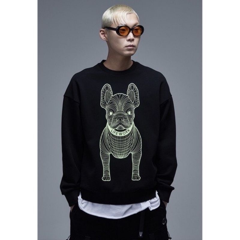 Áo Sweater Hình Chó Lưới 3D 2 Mặt Nhiều Màu, Áo Nỉ Cổ Tròn Form Rộng Unisex