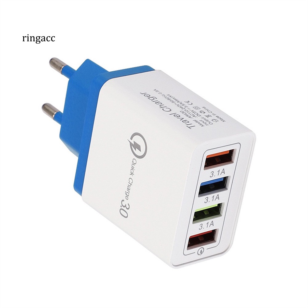 Củ sạc nhanh 4 cổng USB QC3.0 dùng khi du lịch