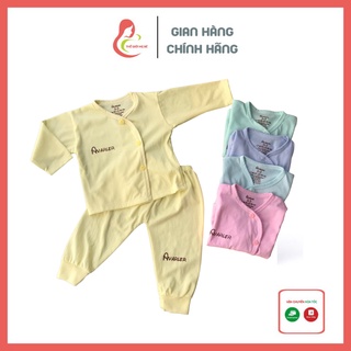 Bộ sơ sinh dài tay UNCHI CÀI LỆCH cho bé sơ sinh từ 0-6 tháng, có màu cho bé Trai/gái