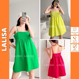 Đầm 2 dây nữ phồng Hàn Quốc năng động xinh đẹp dáng ngắn LALISA Váy Babydoll 2 dây nhiều đi dạo phố đi chơi VDE20