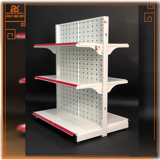 Kệ Siêu Thị Tôn Lỗ Đôi ( 2 mặt ) Dài 90 Rộng 70 Cao 120 x 3 Tầng