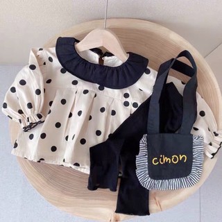 Set chấm bi quần legging bé gái
