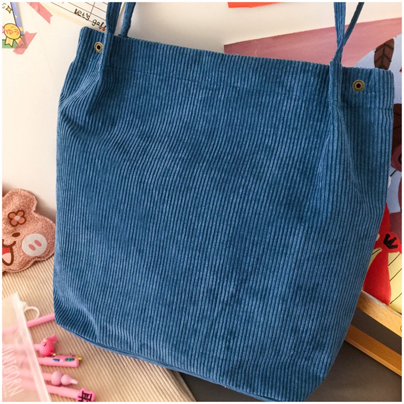 Túi Xách Vải Nhung Kẻ Đeo Vai Kích Thước Lớn Họa Tiết Hoạt Hình Dễ Thương Tươi Mới Phong Cách Nhật Hàn Dành Cho Nữ Sinh