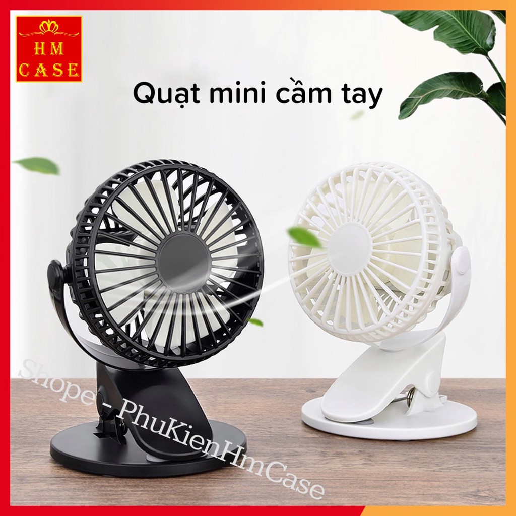 Quạt Mini Kẹp Để Bàn Tai Mèo Siêu Dễ Thương Xoay 360 Độ Sạc Pin Chống Ồn Dành Cho Văn Phòng, Phòng Ngủ