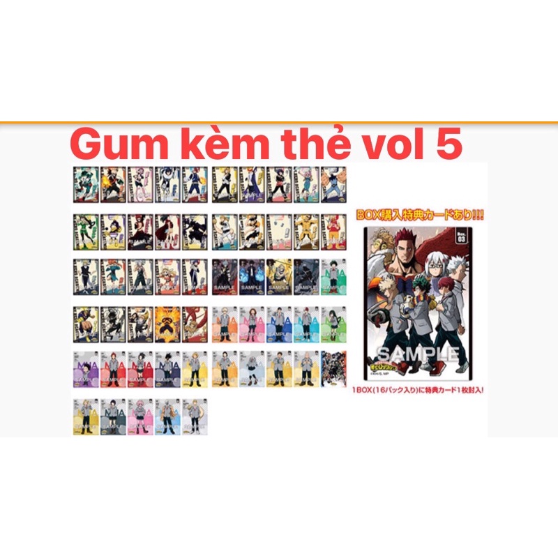 Hộp Kẹo Gum kèm Thẻ nhân phẩm clear collection mha my hero academia snapmide Nhật Bản