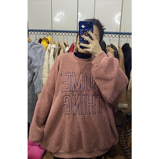 Áo HOODIE lông cừu phom rộng dấu quần