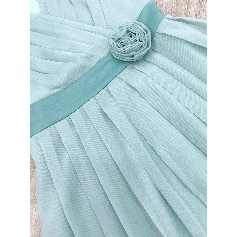 Váy nữ 💗 Đẹp DVC ❤️ Đầm xanh xếp ly V1546