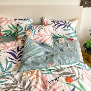 Bộ chăn ga coton poly lá cọ xanh