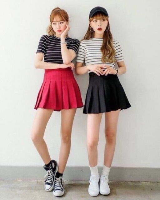 🌙 Suteki Openning: Chân váy ngắn thủy thủ Tennis xếp li Kaki lưng cao có quần trong Ulzzang màu trơn | BigBuy360 - bigbuy360.vn