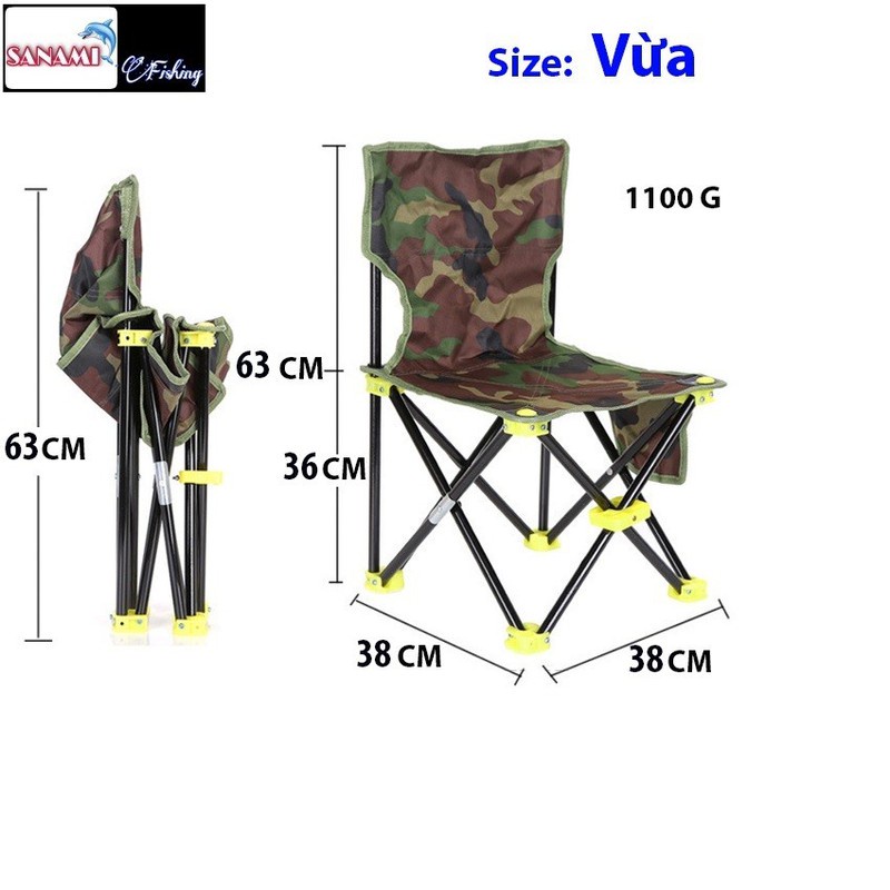 Ghế câu cá, ghế dã ngoại thu gọn có tựa siêu tiện lợi đủ size