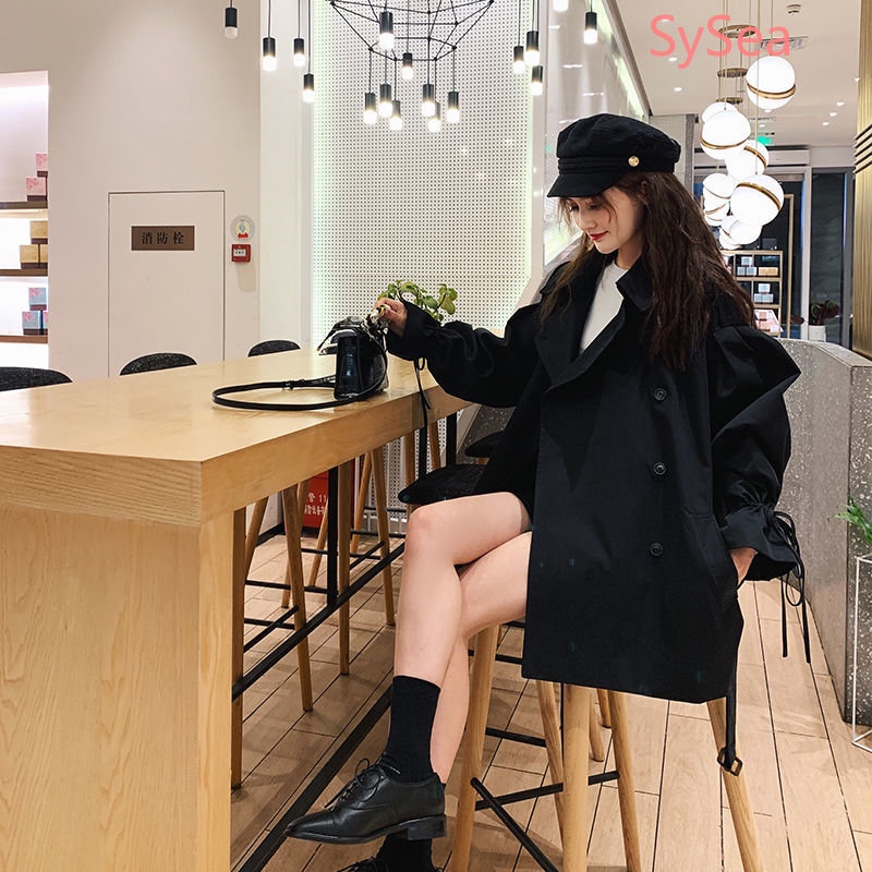 Áo Khoác Dây Rút Phong Cách Retro Hàn Quốc Cho Nữ