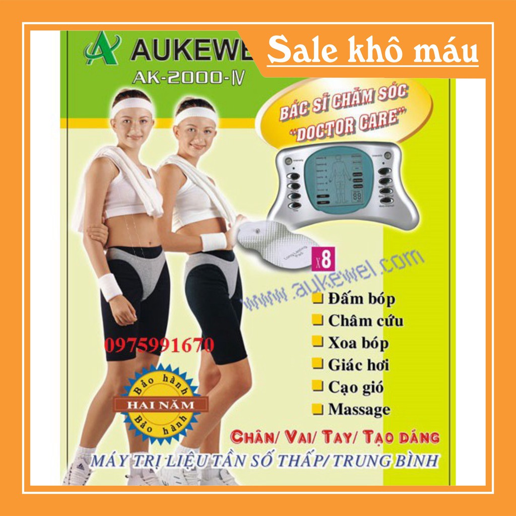 (có sẵn) Máy massage điện xung 8 miếng dán aukewell AK-2000 III chính hãng, bảo hành 1 đổi 1, có sạc