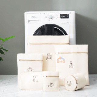 COMBO BỘ 6 TÚI GIẶT THÊU HÌNH PHÂN LOẠI QUẦN ÁO, DÀY DẶN, KHÓA KÉO CHẮC CHẮN CAO CẤP