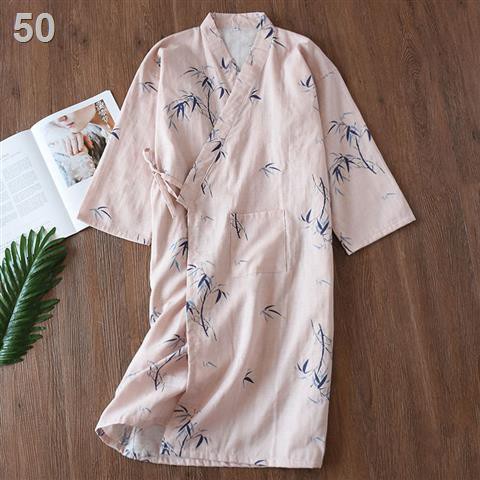 Váy ngủ phong cách cặp đôi, nam và nữ áo Nhật Bản mùa xuân, hè thu, gạc, kimono, đồ cotton hấp, dịch vụ tại nhàT