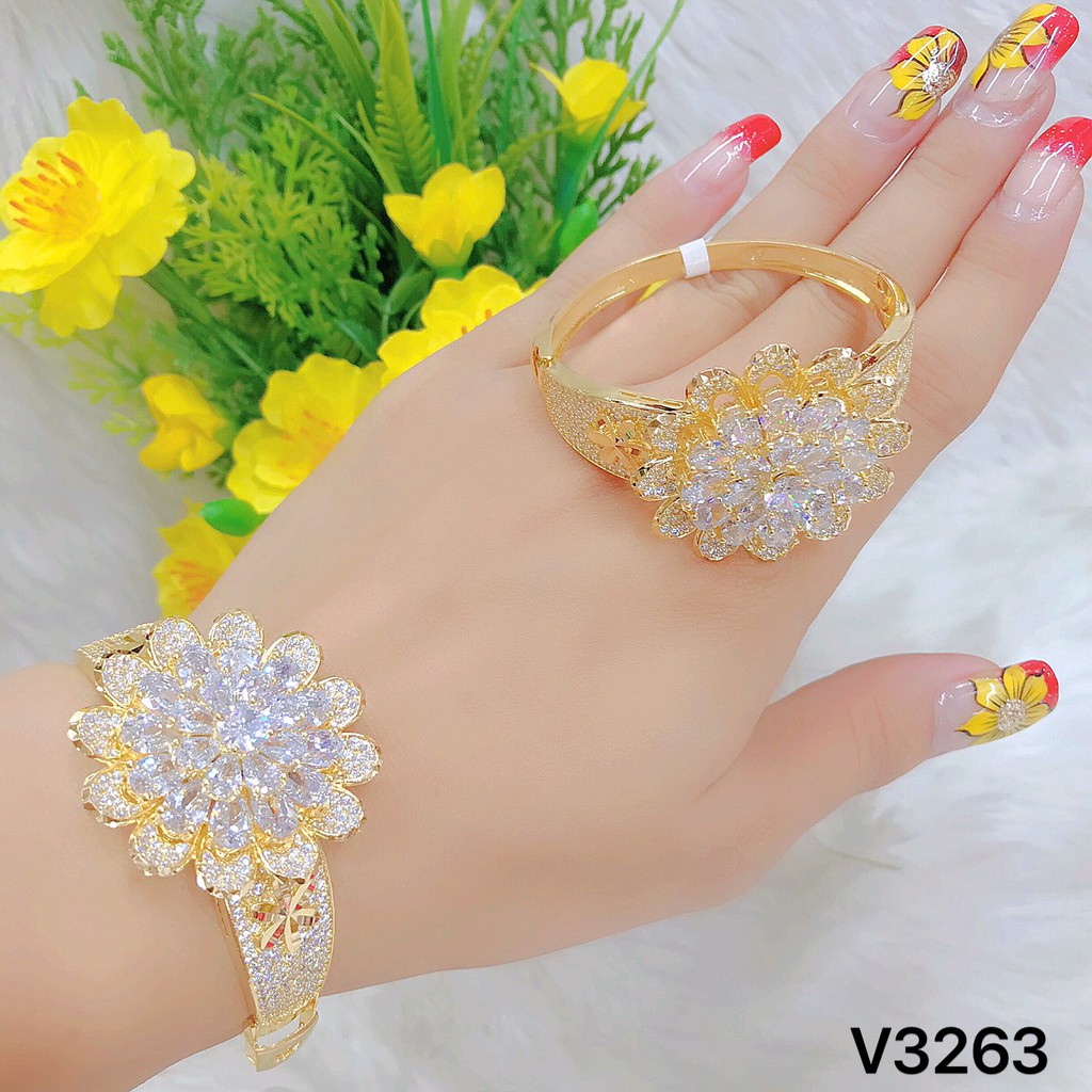 Vòng tay nữ UHA, lắc tay bền màu thiết kế cao cấp sáng lấp lánh V326