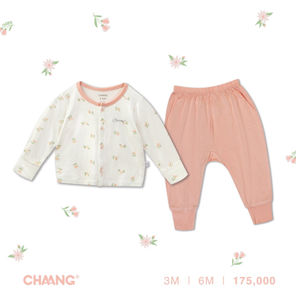 Bộ dài cúc giữa SUMMER trắng, quần áo, phụ kiện, đồ sơ sinh Chaang cotton an toàn cho bé