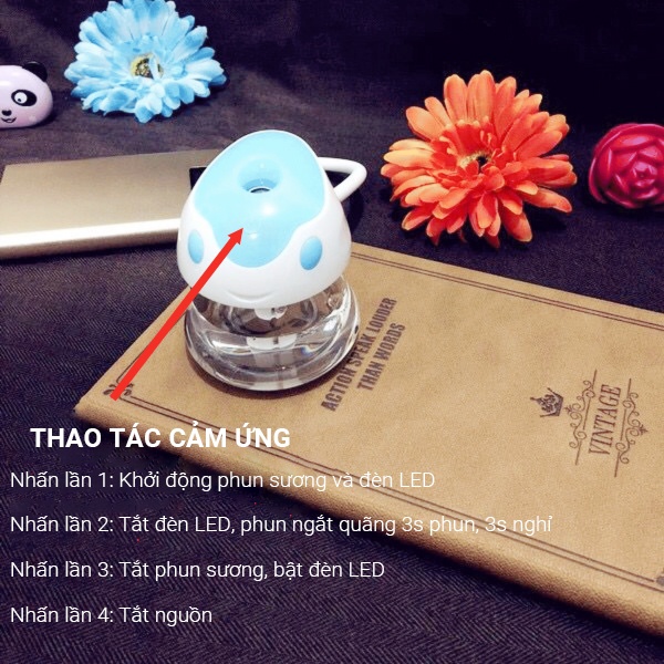 Máy tạo ẩm thao tác bằng cảm ứng Cát Thái XJL-80 dung tích 80ml lượng sương lớn hạt sương siêu nhỏ, âm thanh yên tĩnh