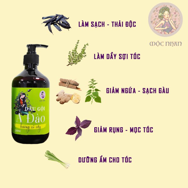 Dầu gội Dầu xả thảo dược bồ kết cỏ cây Handmade ngăn rụng tóc MỘC NHAN 500ml