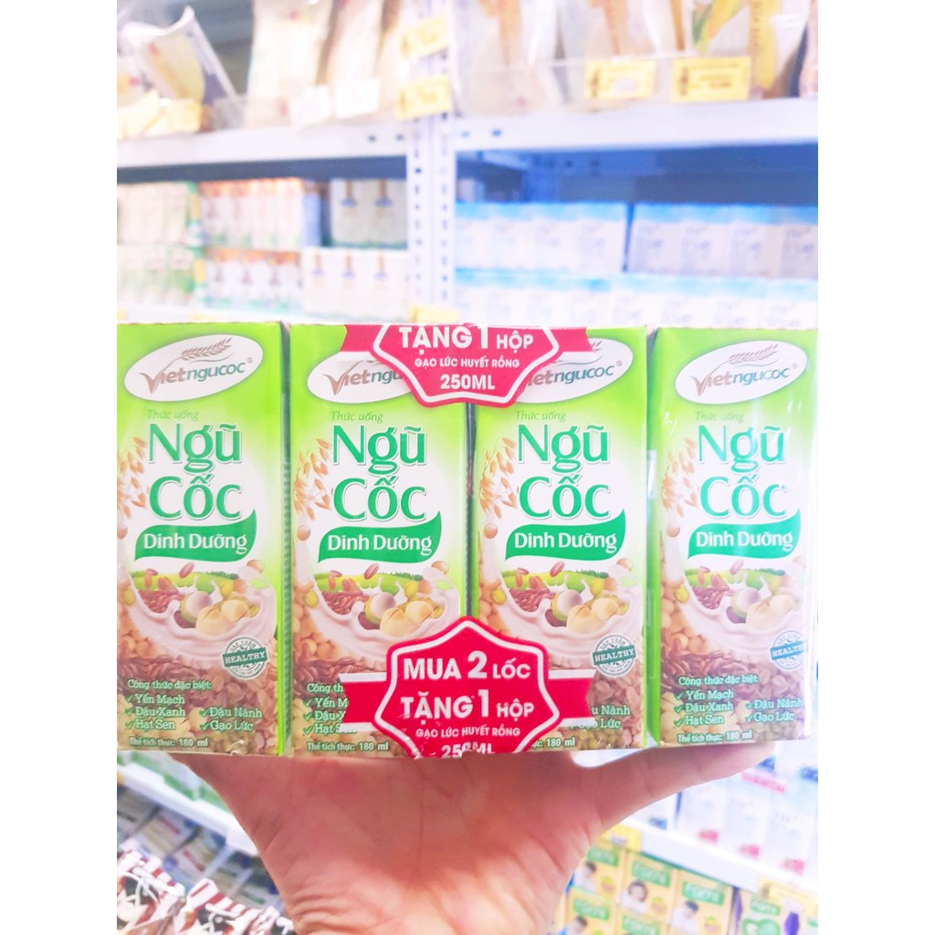 Lốc 4 hộp 180ml Thức uống Việt Ngũ Cốc Ngũ cốc dinh dưỡng sạch chất lượng an toàn chính hãng