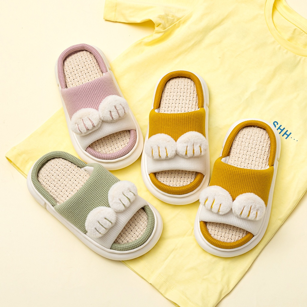 Dép CHEERFUL MARIO cotton lanh đi trong nhà chống trượt thời trang mới 2022 cho bé trai bé gái