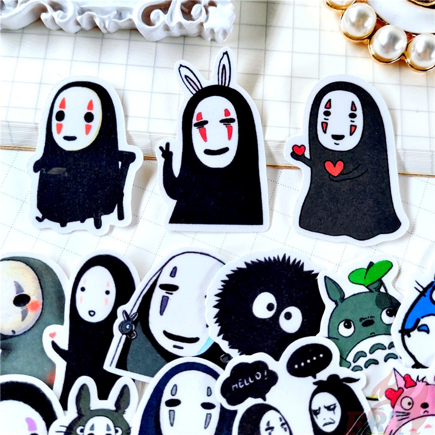 ★★★ Spirited Away. Sticker Dán Trang Trí Nhật Ký Mini Q-1 Hình Vô Diện Xinh Xắn ★★★ 48 Miếng Dán Decal Thời Trang Trang Trí Album