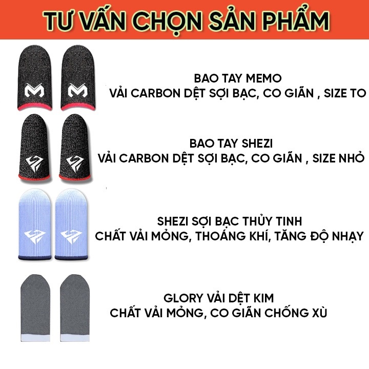 Bao Tay Chơi Game ff, Pubg, Liên Quân Mobile,flydigi... 4 Găng tay chơi game chống mồ hôi, sợi Carbon co dãn tốt.