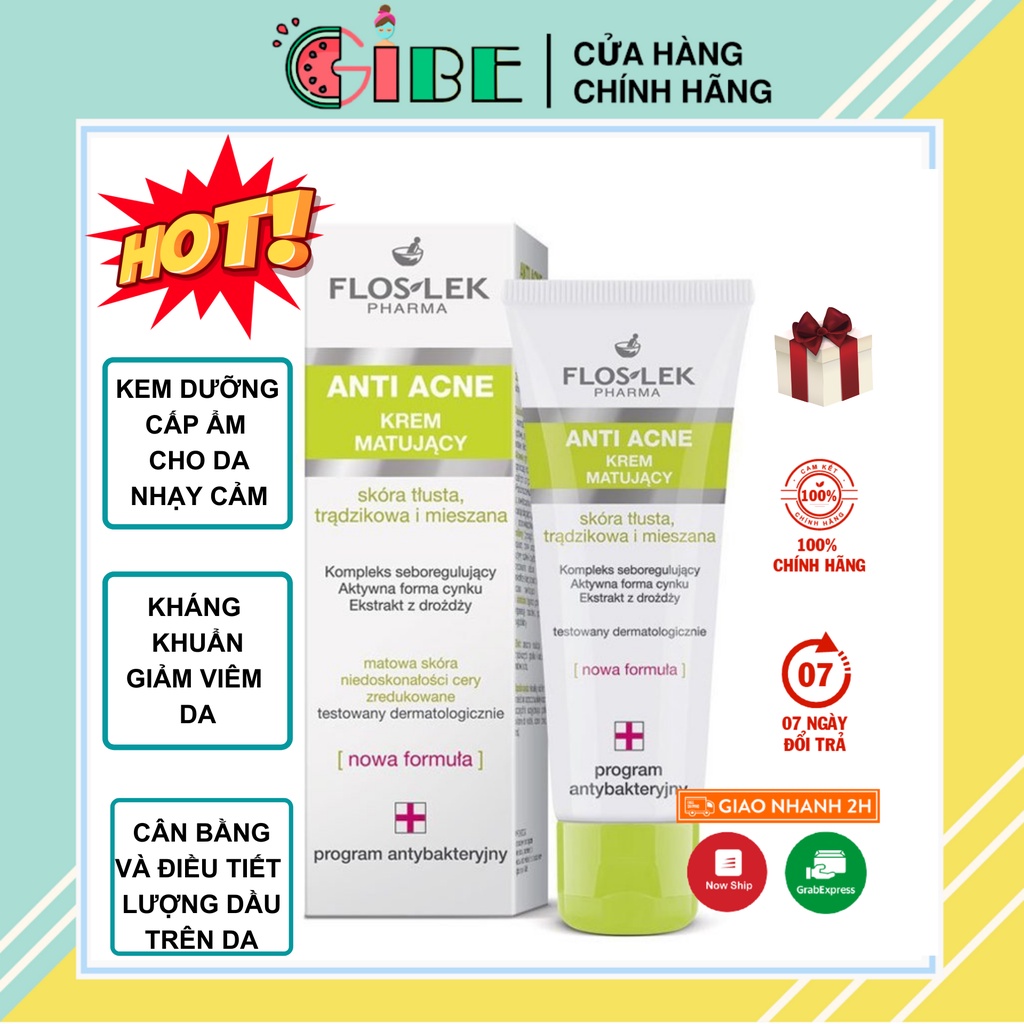 [HÀNG CÔNG TY] Kem kiểm soát dầu và điều tiết nhờn Floslek Anti Acne Mattifying Cream 50ml | BigBuy360 - bigbuy360.vn