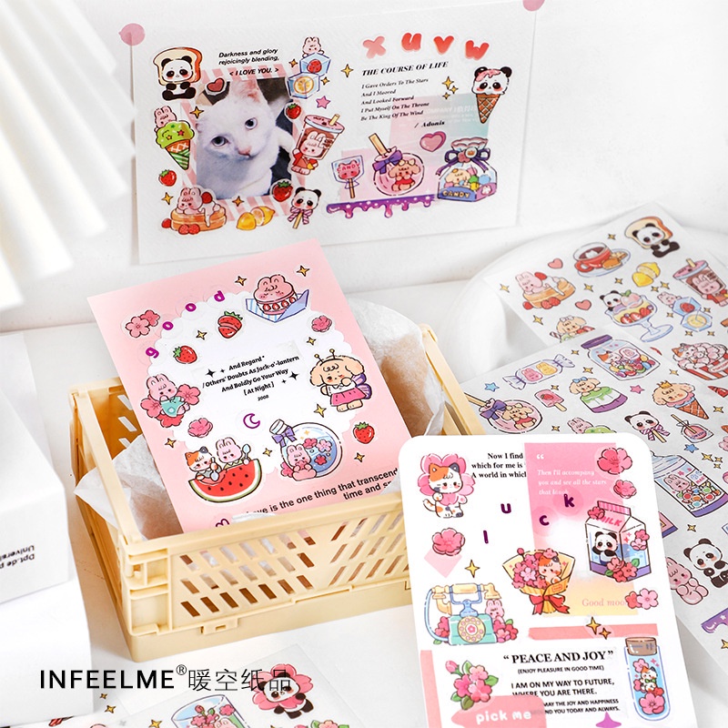 1 Tờ Sticker Dán Trang Trí Sổ Lưu Niệm Hình Hoạt Hình DIY