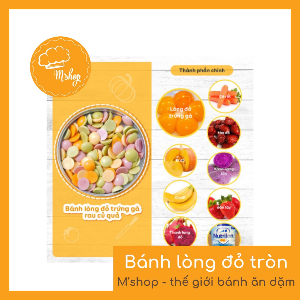 BÁNH ĂN DẶM LÒNG ĐỎ TRỨNG GÀ RAU CỦ (dạng viên tròn) - dành cho bé 6 tháng trở lên