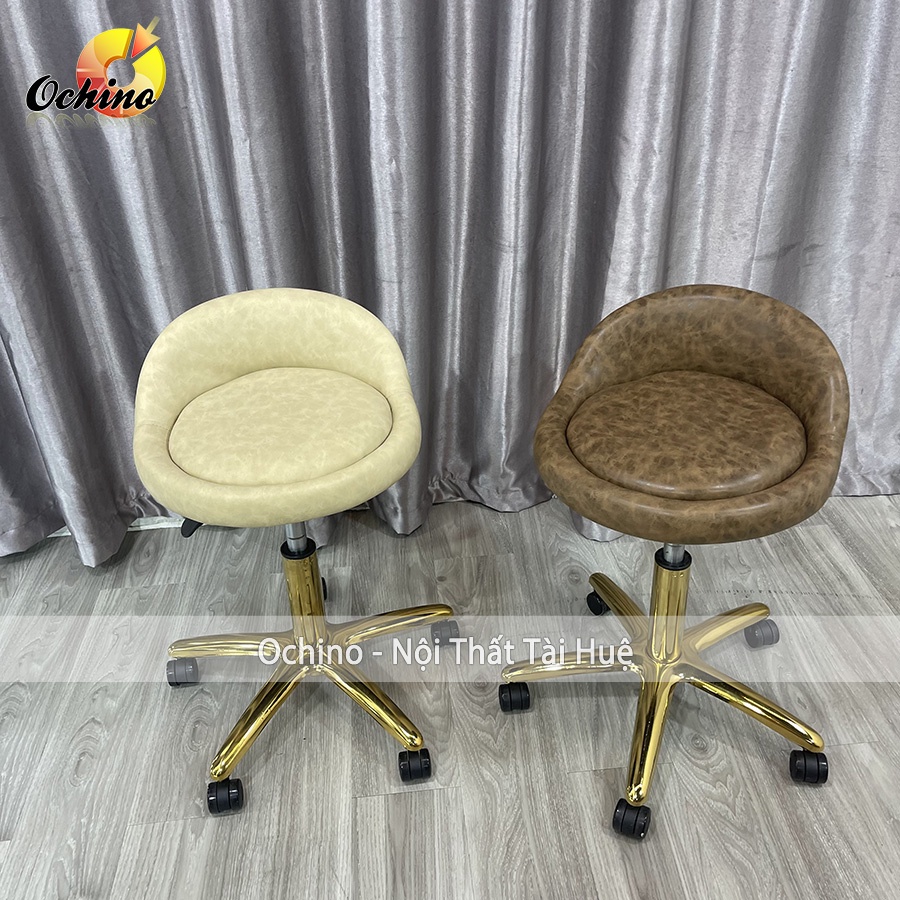 Ghế Xoay Văn Phòng Cao Cấp, Ghế Bánh Xe Trang Điểm Chân Vàng Sao Đẹp Mẫu Tựa Thấp (Ảnh Thật Và Video)