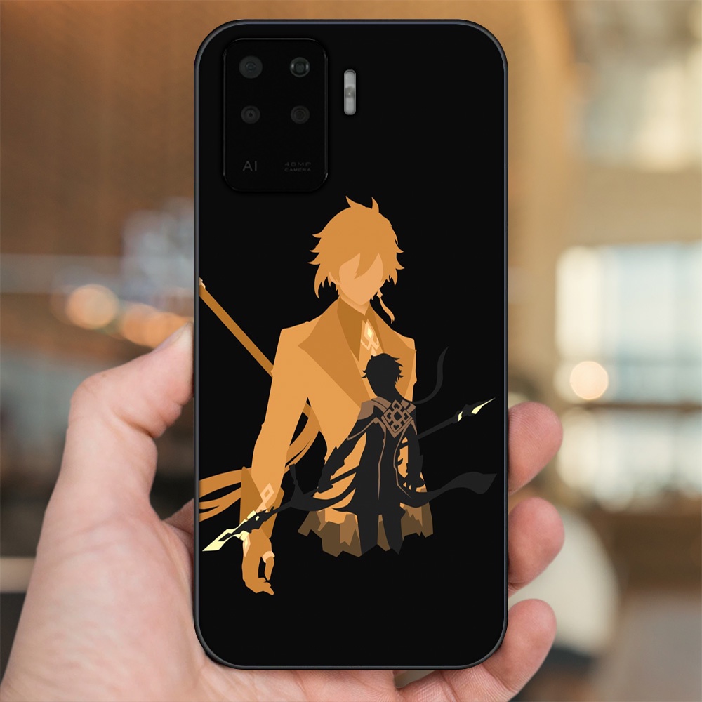 Ốp lưng Oppo A94 viền đen in hình Zhongli Genshin Impact