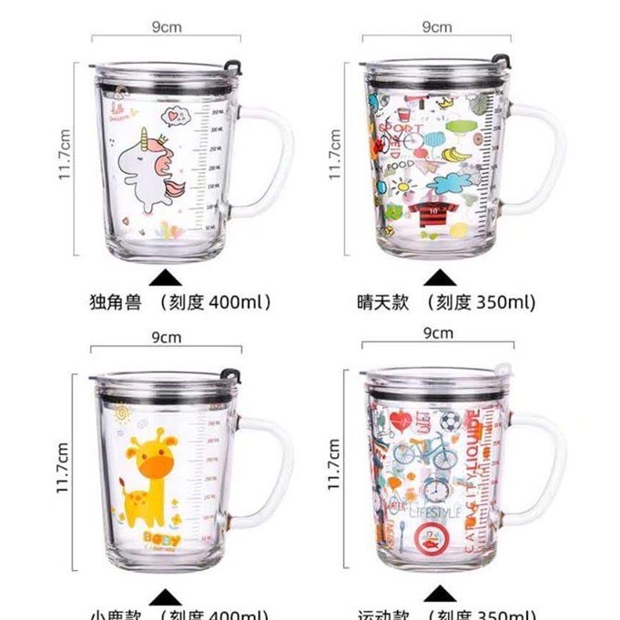 Cốc pha sữa thuỷ tinh chia vạch có nắp và ống hút cao cấp - Luxy houseware | BigBuy360 - bigbuy360.vn