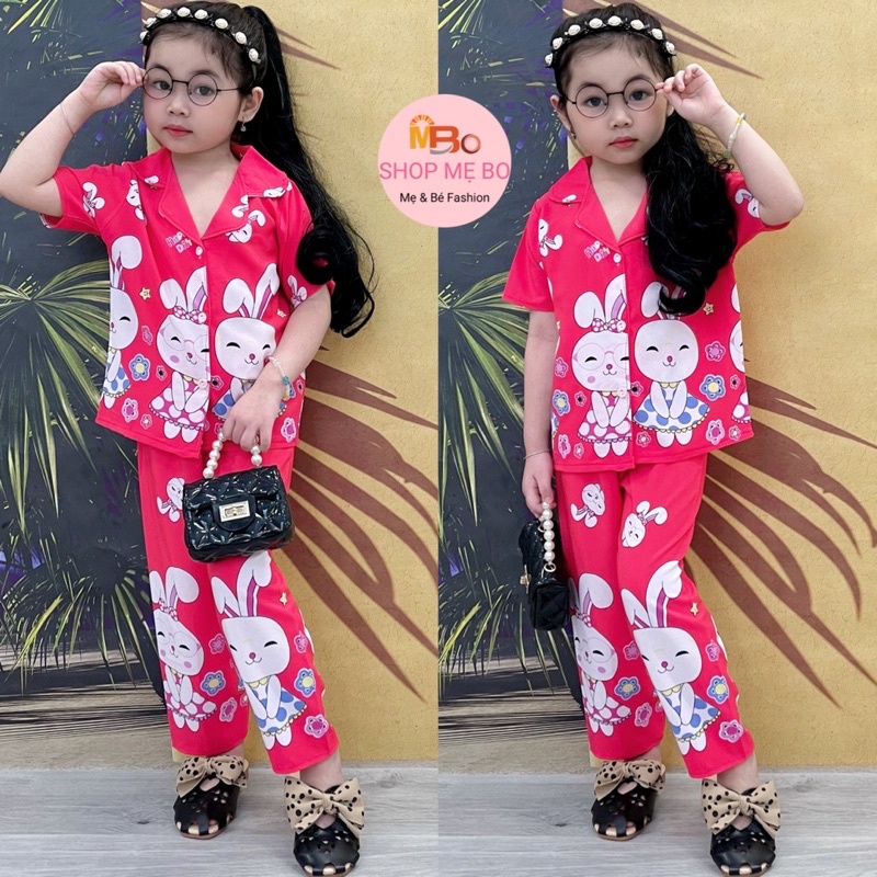 Bộ Pijama Bé Gái dài tay Sọc Caro chấm bi