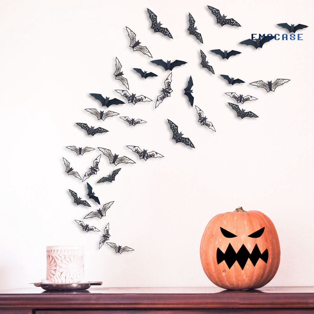 Sticker Dán Tường Tự Dính Họa Tiết Dơi 3D Trang Trí Halloween Bắt Mắt