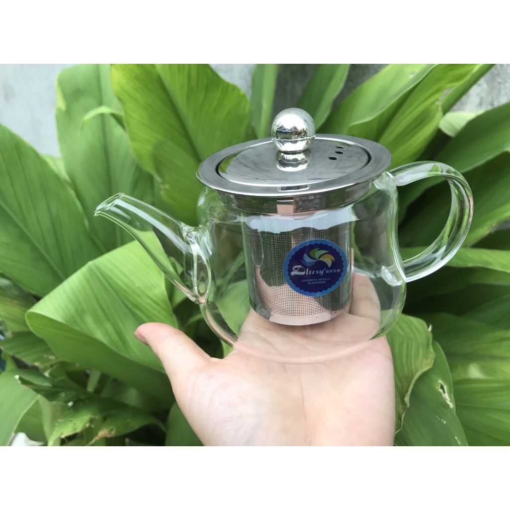 Ấm pha trà thủy tinh chịu nhiệt - Có lõi lọc