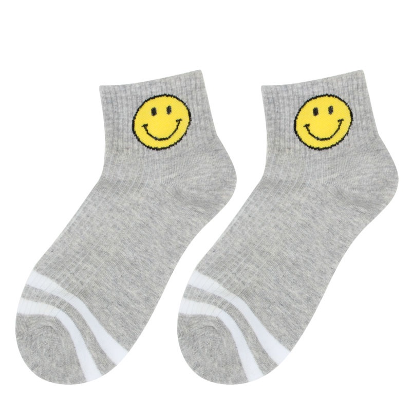Vớ Thể Thao Họa Tiết Mặt Cười Hoạt Hình Phong Cách Hàn Quốc Cho Nam Và Nữ