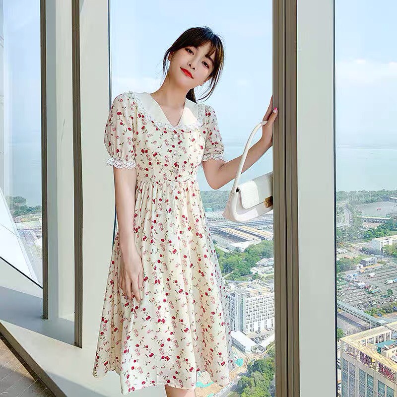 Váy hoa nhí chất liệu voan cát dịu dàng thanh lịch mà cũng cá tính