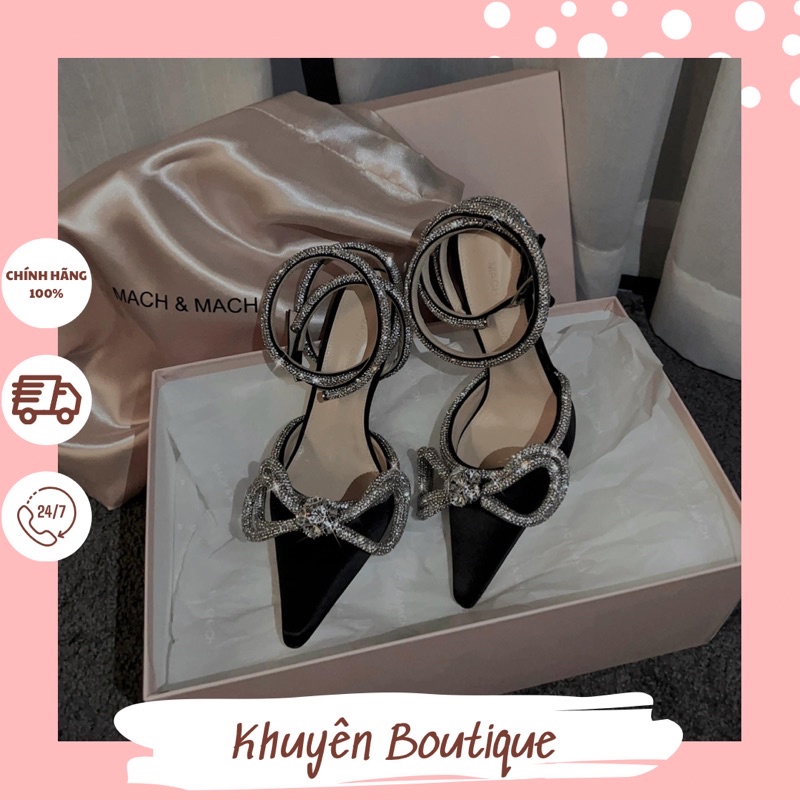 Giày Cao Gót Mũi Nhọn Nơ Đính Đá Sang Chảnh L1 Cao 10cm ( Video Shop Quay)