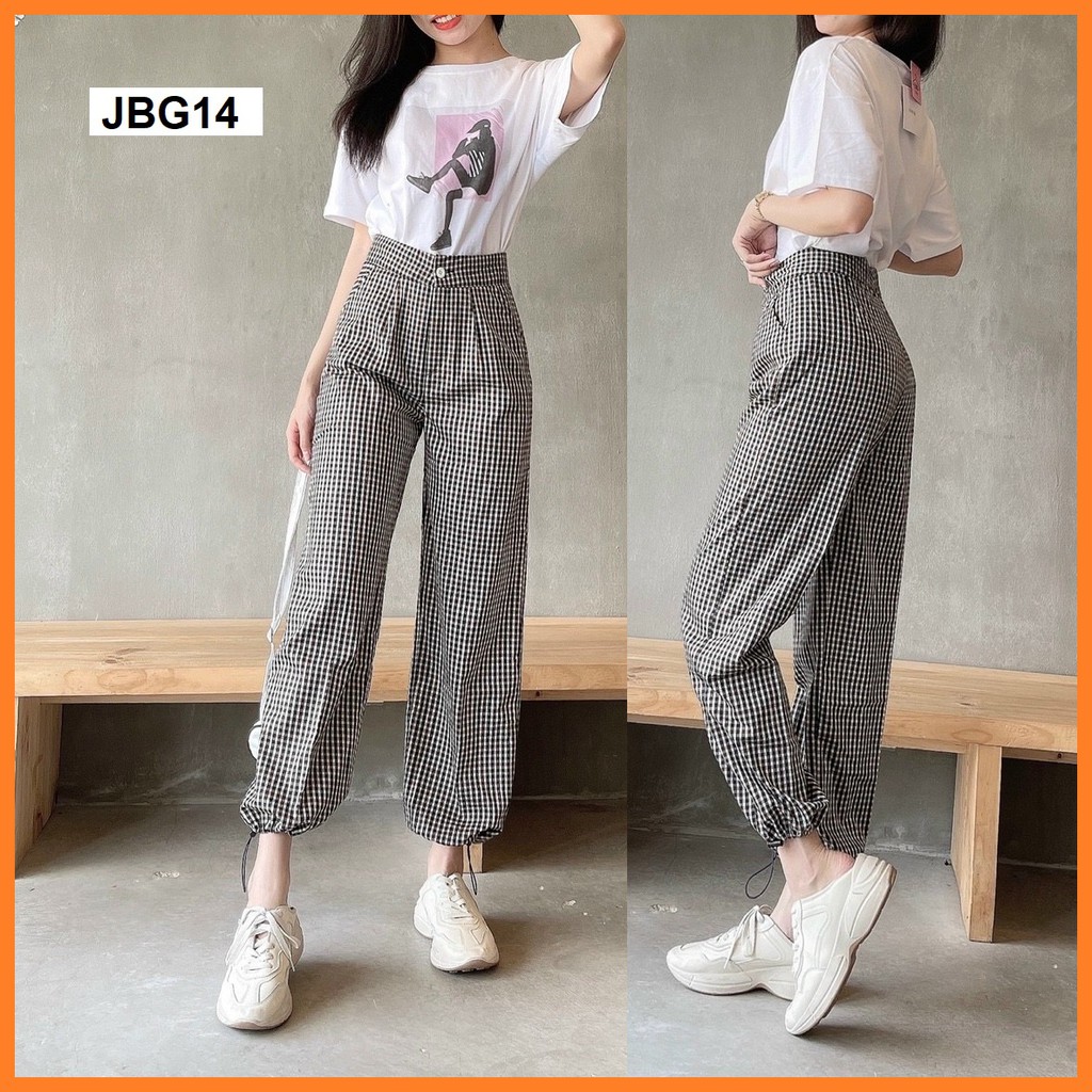 Quần Jogger nữ kẻ caro lai bo JBG14