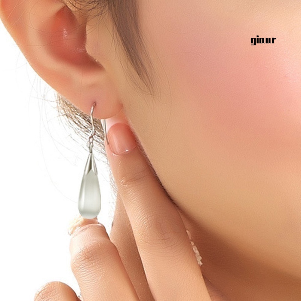 Khuyên Tai Móc Hình Giọt Nước Đính Đá Opal Thời Trang Cho Nữ